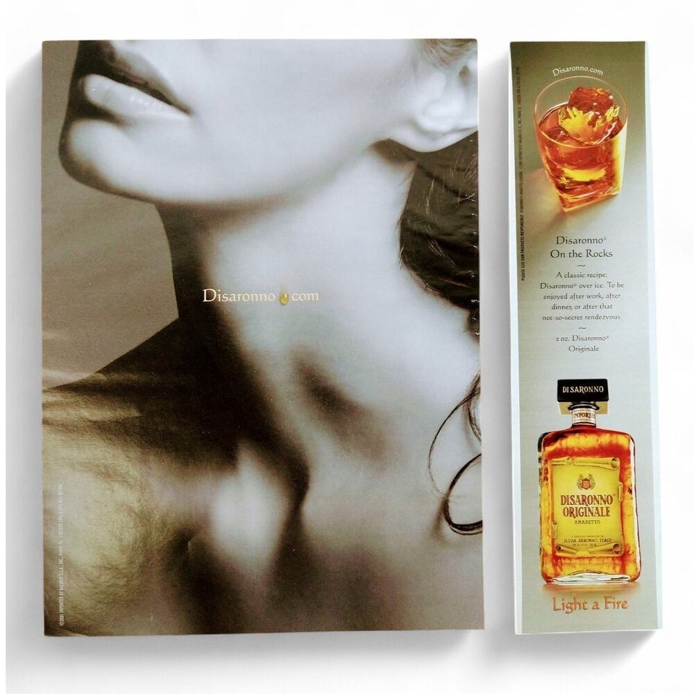 2001 Disaronno Print Advert Y2K  Neck  Sensual Minimalist Light a Fire